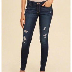 Hollister Jeans Womens 1L Low-Rise Super Skinny Crop Stretch Rinse Blue Denim